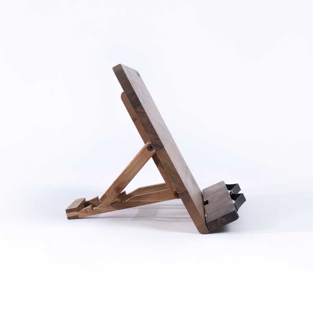 Solid Walnut Book Stand, Adjustable — Wooden Cookbook Holder & Reading Rest - Damsona