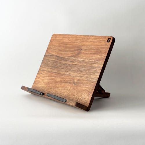Solid Walnut Book Stand, Adjustable — Wooden Cookbook Holder & Reading Rest - Damsona