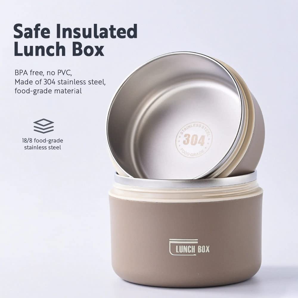 Stainless Steel Thermal Insulated Lunch Box 3 - Tier Stackable 43oz BPA - Free Vacuum Bento Box Lunch Bag - GiftWave.co