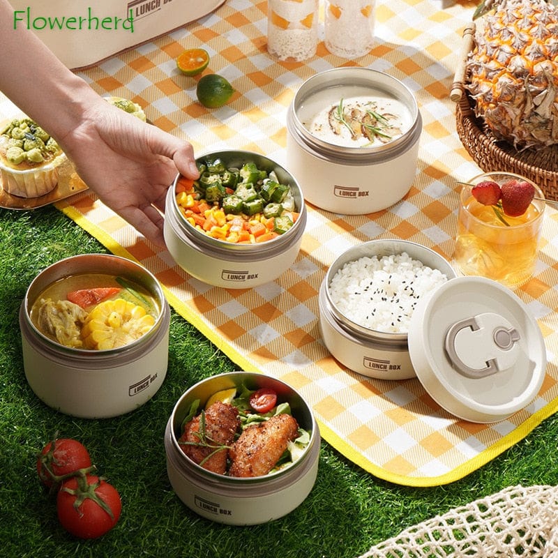 Stainless Steel Thermal Insulated Lunch Box 3 - Tier Stackable 43oz BPA - Free Vacuum Bento Box Lunch Bag - GiftWave.co