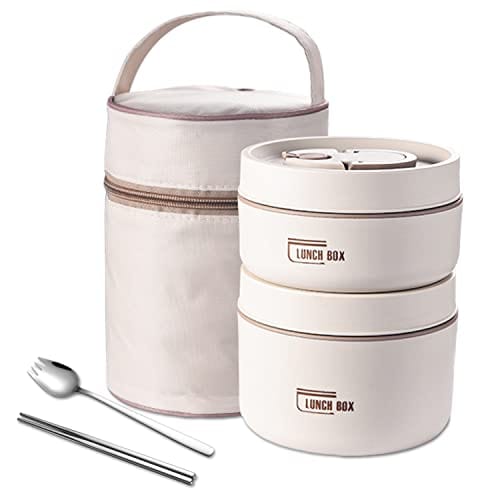 Stainless Steel Thermal Insulated Lunch Box 3 - Tier Stackable 43oz BPA - Free Vacuum Bento Box Lunch Bag - GiftWave.co