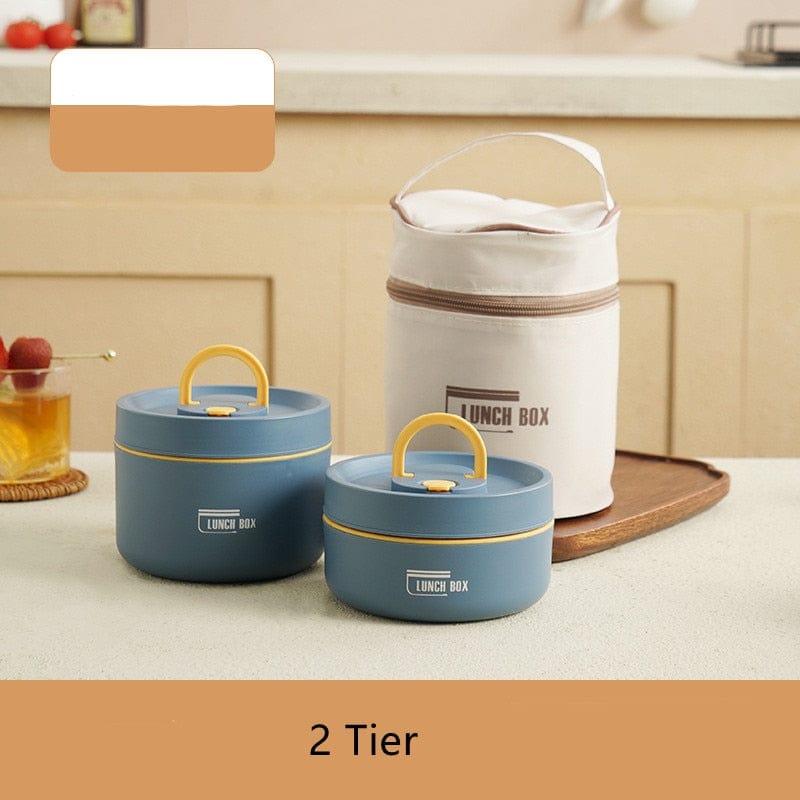 Stainless Steel Thermal Insulated Lunch Box 3 - Tier Stackable 43oz BPA - Free Vacuum Bento Box Lunch Bag - GiftWave.co
