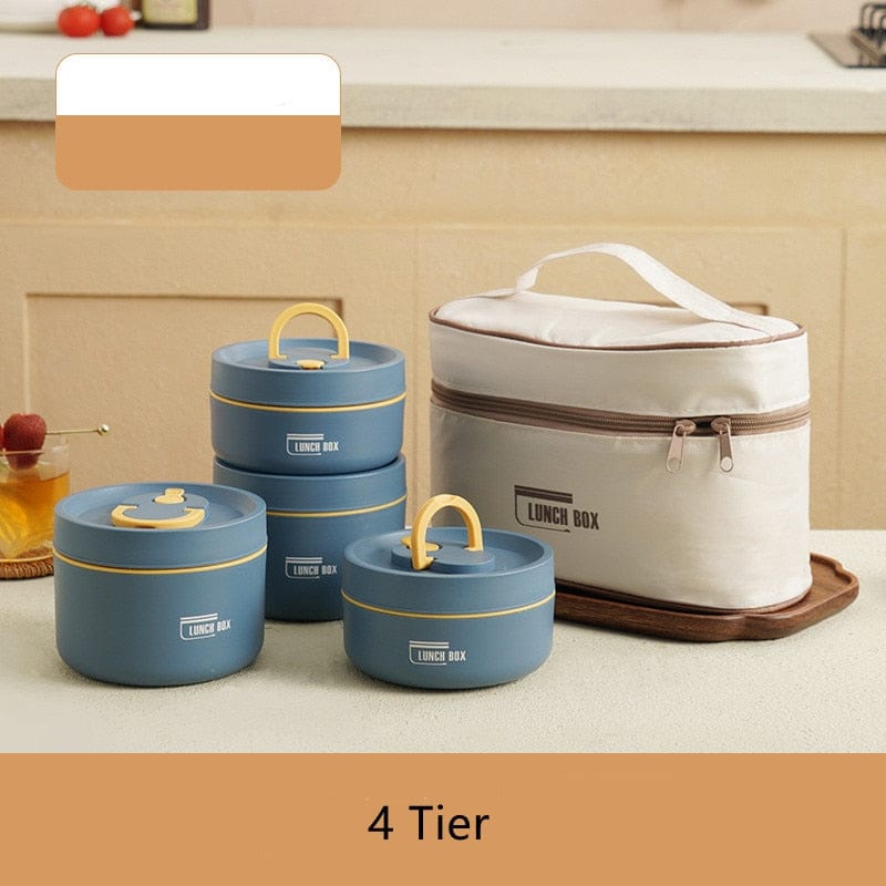Stainless Steel Thermal Insulated Lunch Box 3 - Tier Stackable 43oz BPA - Free Vacuum Bento Box Lunch Bag - GiftWave.co