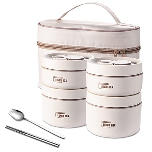 Stainless Steel Thermal Insulated Lunch Box 3 - Tier Stackable 43oz BPA - Free Vacuum Bento Box Lunch Bag - GiftWave.co