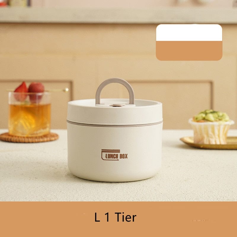 Stainless Steel Thermal Insulated Lunch Box 3 - Tier Stackable 43oz BPA - Free Vacuum Bento Box Lunch Bag - GiftWave.co