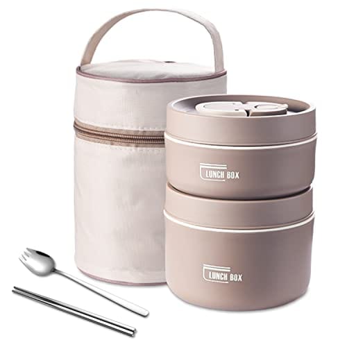 Stainless Steel Thermal Insulated Lunch Box 3 - Tier Stackable 43oz BPA - Free Vacuum Bento Box Lunch Bag - GiftWave.co
