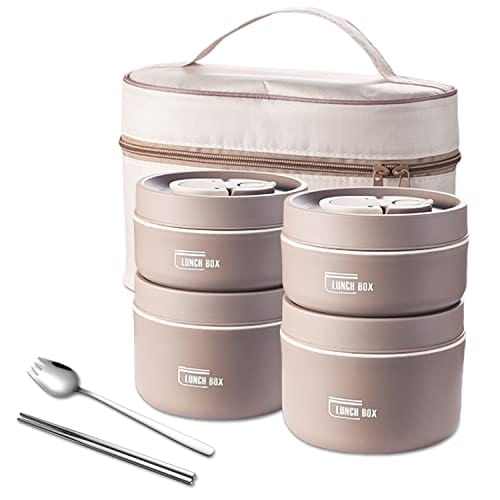 Stainless Steel Thermal Insulated Lunch Box 3 - Tier Stackable 43oz BPA - Free Vacuum Bento Box Lunch Bag - GiftWave.co