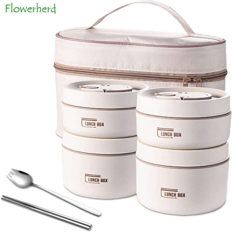 Stainless Steel Thermal Insulated Lunch Box 3 - Tier Stackable 43oz BPA - Free Vacuum Bento Box Lunch Bag - GiftWave.co