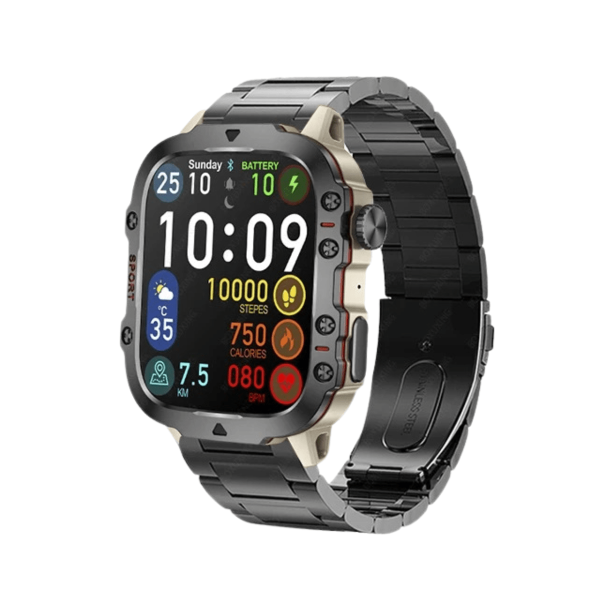 Men's Rugged GPS Smartwatch 1.96" AMOLED Bluetooth Call IP68 MIL - STD - 810H Compass Altimeter 15 Days - GiftWave.co
