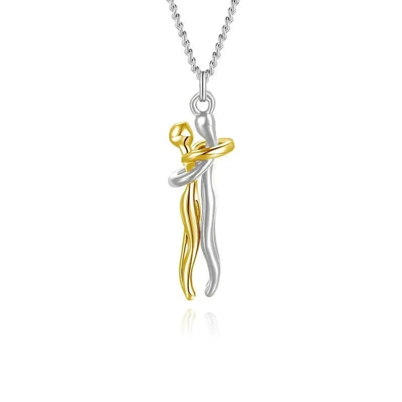 Sterling Silver Couple Hug Necklace - Best Romantic Jewelry Gift - GiftWave.co