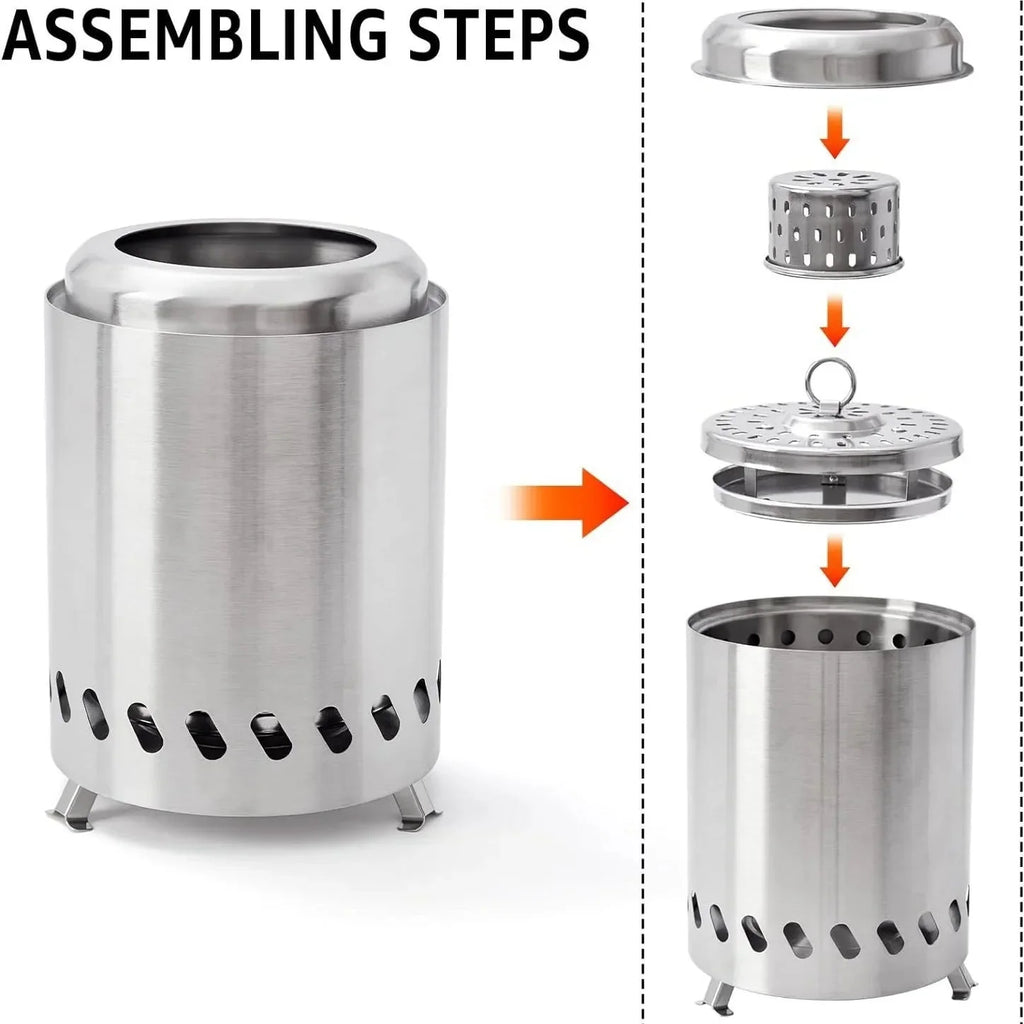 Tabletop Smokeless Fire Pit Portable Stainless Steel Wood Pellet Outdoor... — View 3