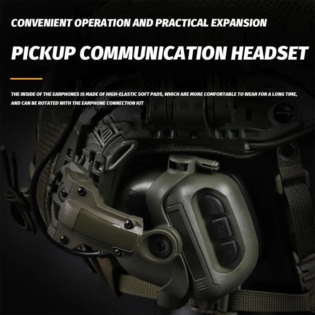 Tactical Airsoft Noise Reduction Military Headphones Night Vision Helmet Set with Flashlight - Damsona