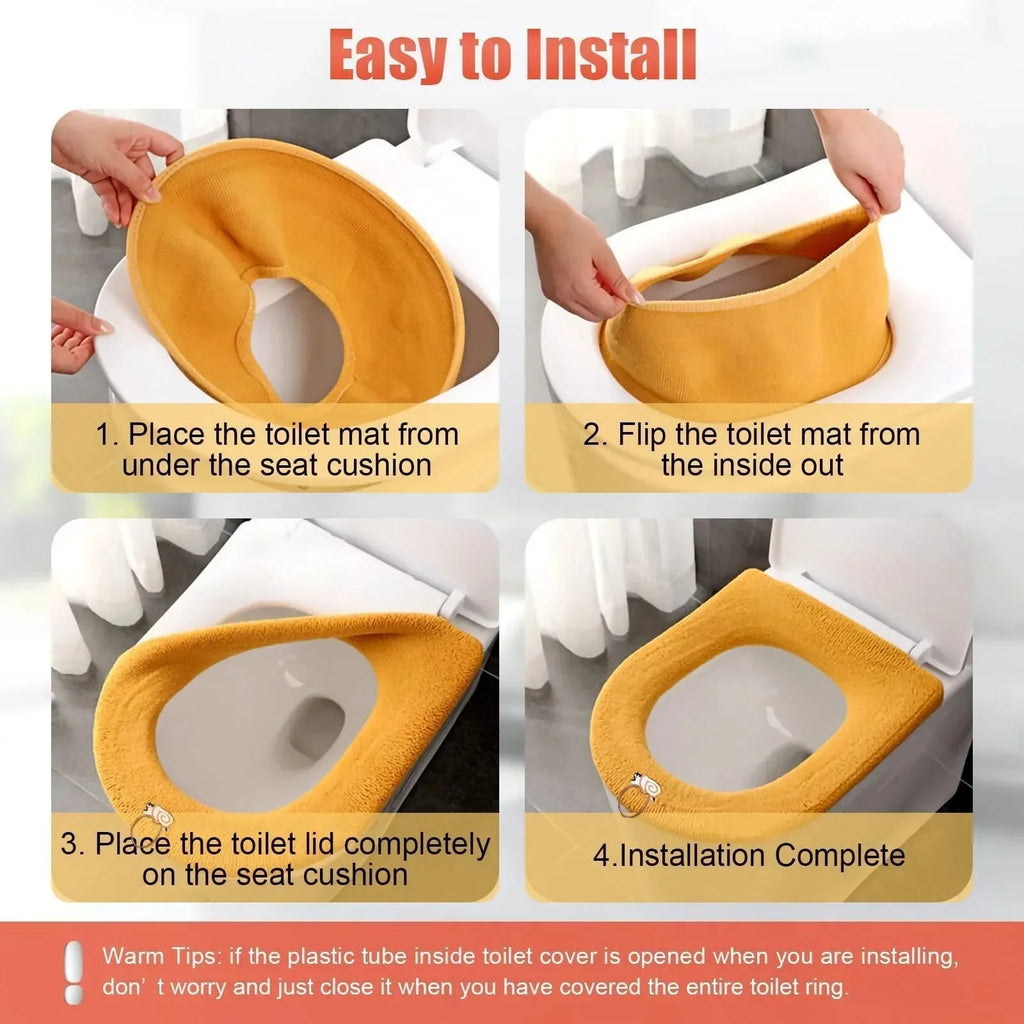 Thicker Bathroom Toilet Seat Cover Pads - Soft Warmer Toilet Seat Cushion - GiftWave.co
