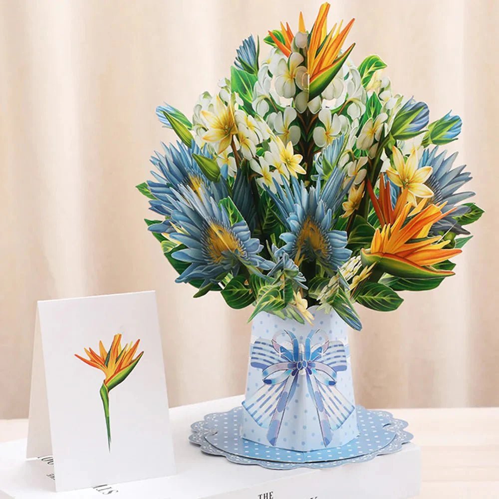 Thoughtful 3D Pop-Up Flower Bouquet Card - Forever Floral Greeting Set - Damsona