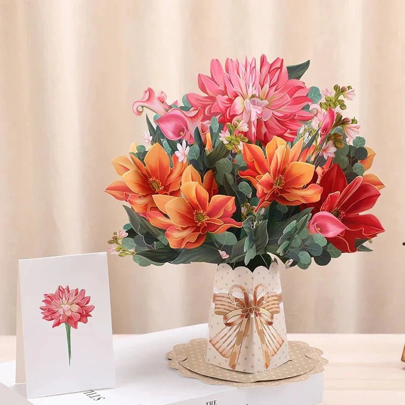 Thoughtful 3D Pop-Up Flower Bouquet Card - Forever Floral Greeting Set - Damsona