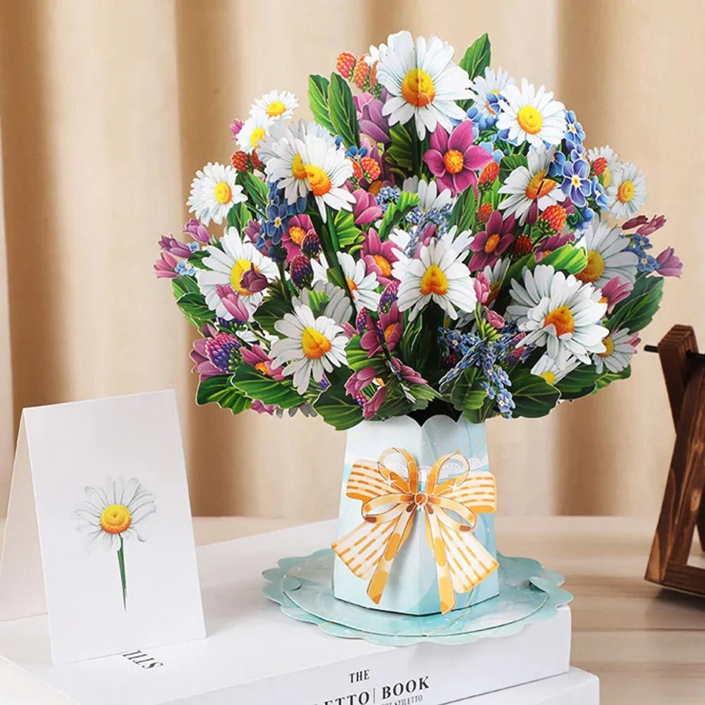 Thoughtful 3D Pop-Up Flower Bouquet Card - Forever Floral Greeting Set - Damsona
