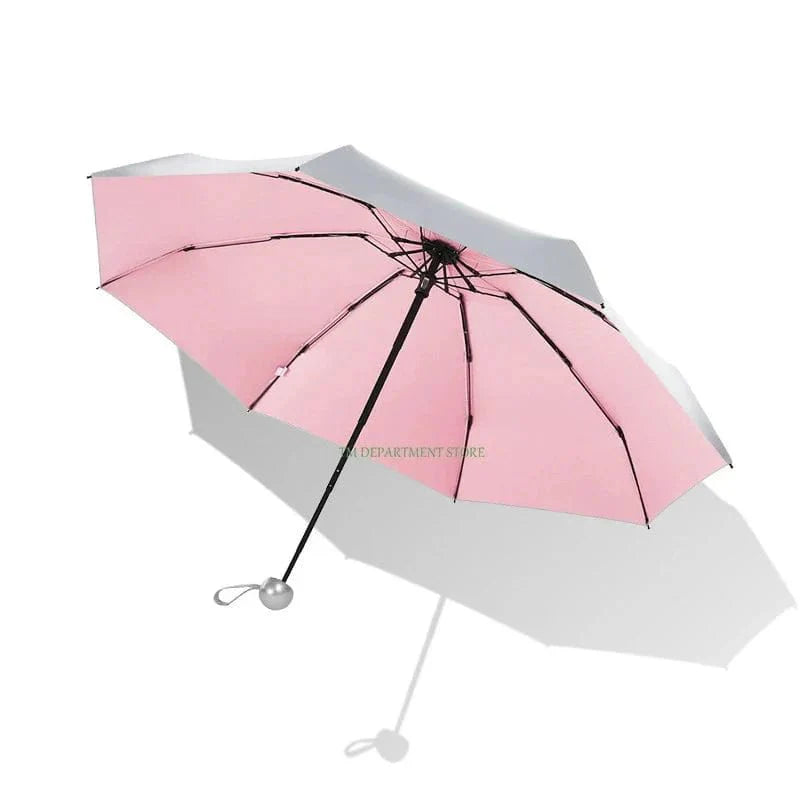 Titanium Silver 8 Ribs Pocket Mini Umbrella: Anti - UV Sun Umbrella, UPF Protection - GiftWave.co
