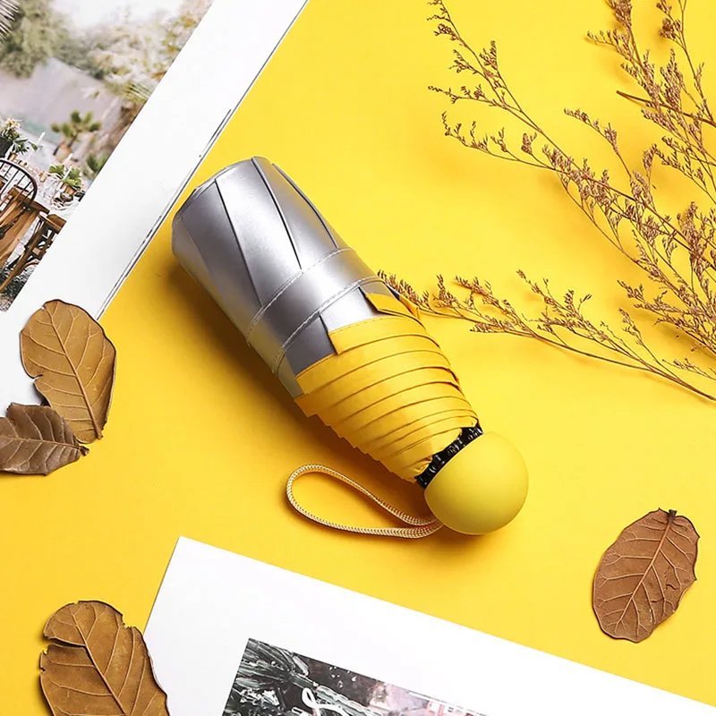 Titanium Silver 8 Ribs Pocket Mini Umbrella: Anti - UV Sun Umbrella, UPF Protection - GiftWave.co
