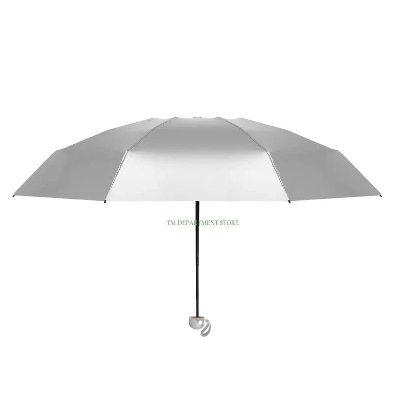 Titanium Silver 8 Ribs Pocket Mini Umbrella: Anti - UV Sun Umbrella, UPF Protection - GiftWave.co