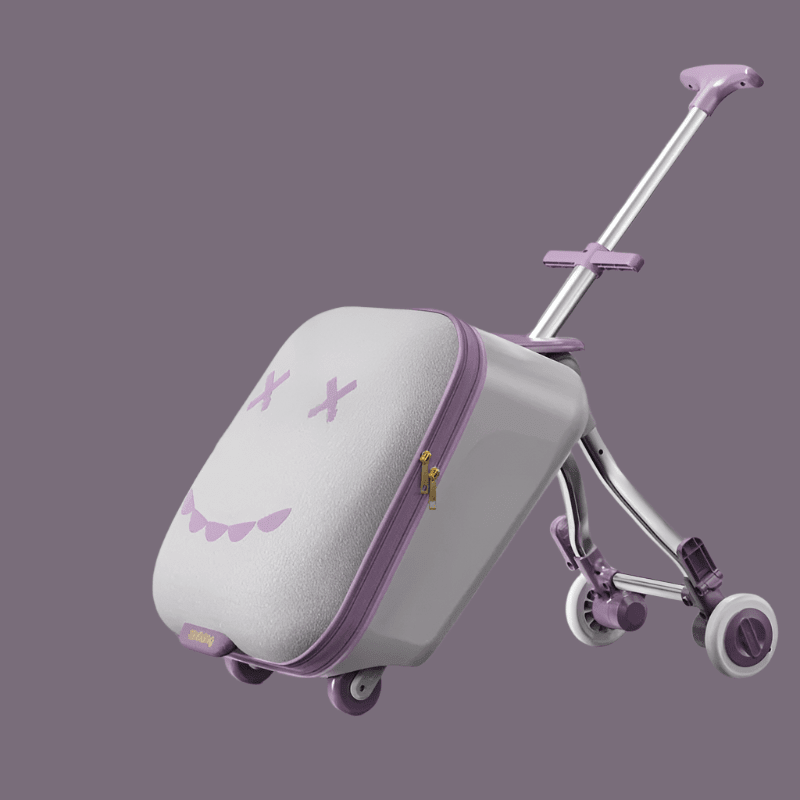 TravelTrek: Foldable Ride-On Trolley Luggage with Brake Wheels for Kids - Damsona