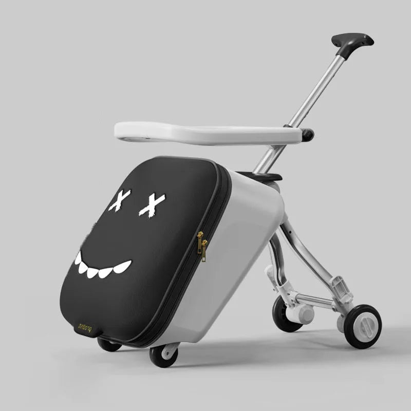 TravelTrek: Foldable Ride-On Trolley Luggage with Brake Wheels for Kids - Damsona