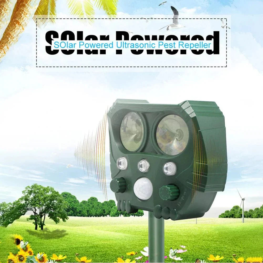 Ultrasonic Animal Solar Powered Pest Motion Activated Repeller - GiftWave.co
