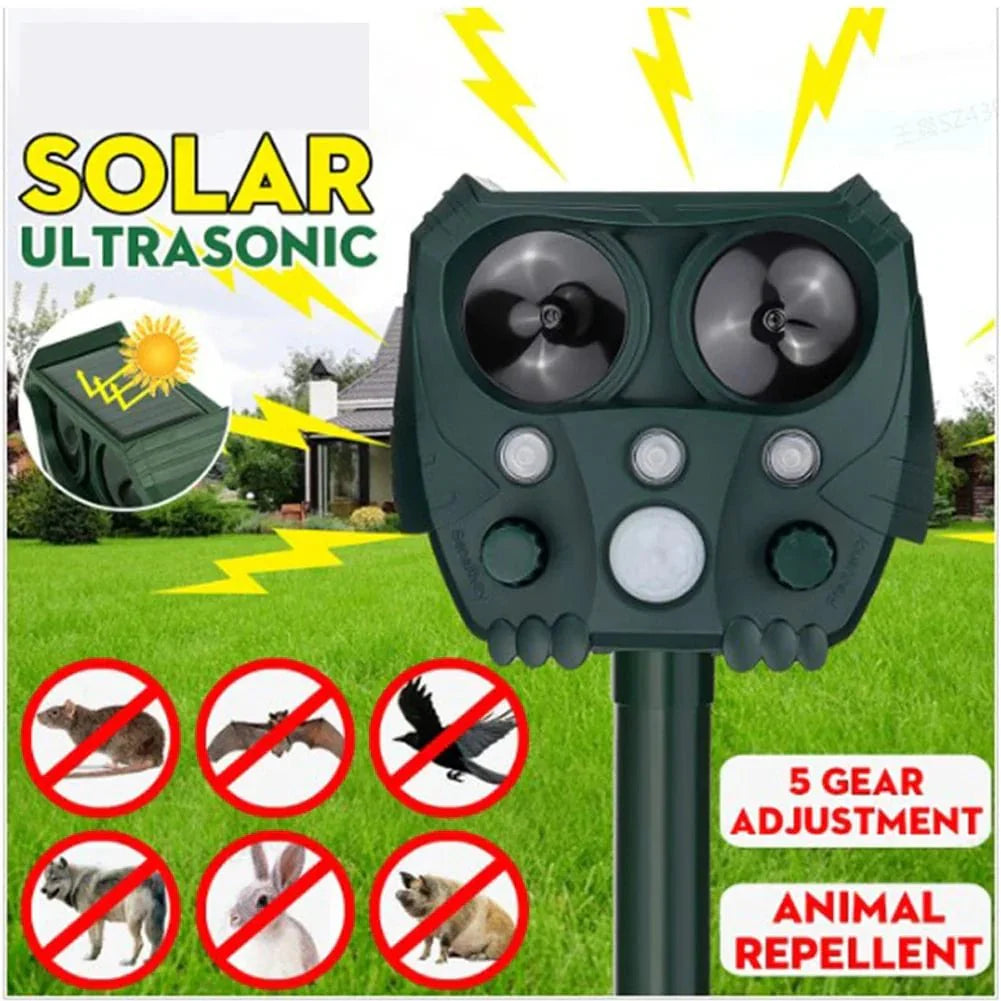 Ultrasonic Animal Solar Powered Pest Motion Activated Repeller - GiftWave.co