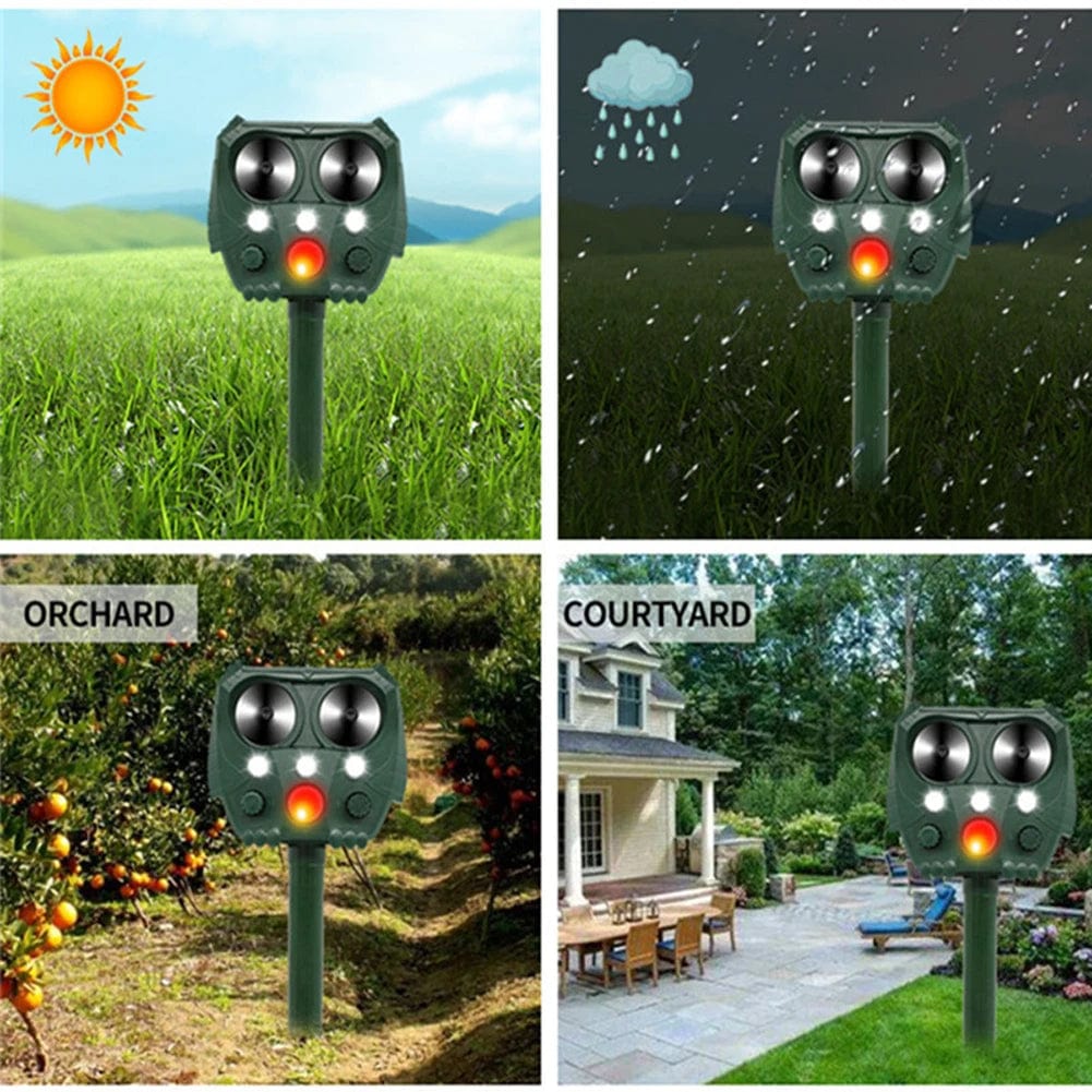 Ultrasonic Animal Solar Powered Pest Motion Activated Repeller - GiftWave.co