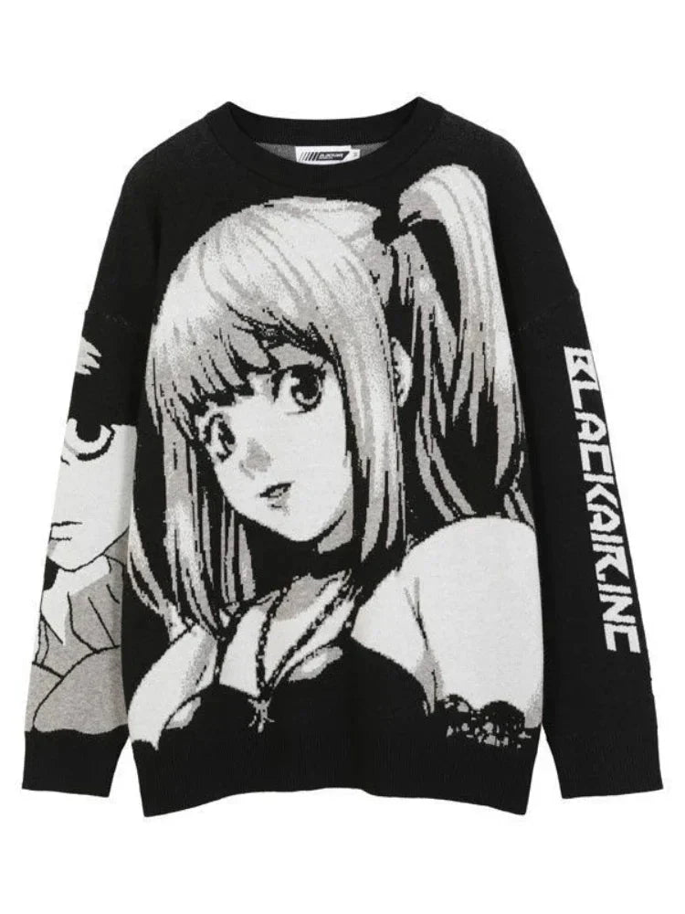 Van Gogh Graffiti Print Knitted Sweater – Oversized Unisex Streetwear Pullover, 95% Cotton - GiftWave.co