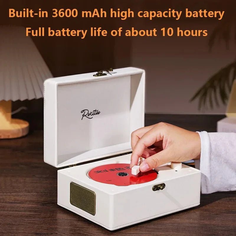 Vintage Leather CD Player Two-Way Bluetooth 5.0 6-in-1 USB Lossless Rechargeable Retro Suitcase Gift - Damsona