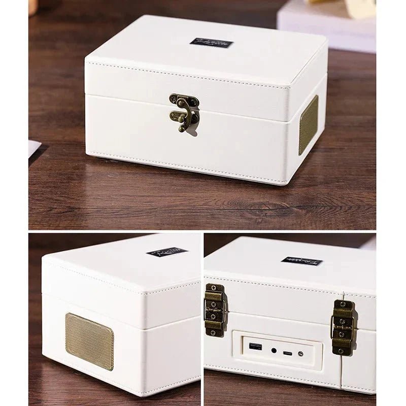 Vintage Leather CD Player Two-Way Bluetooth 5.0 6-in-1 USB Lossless Rechargeable Retro Suitcase Gift - Damsona