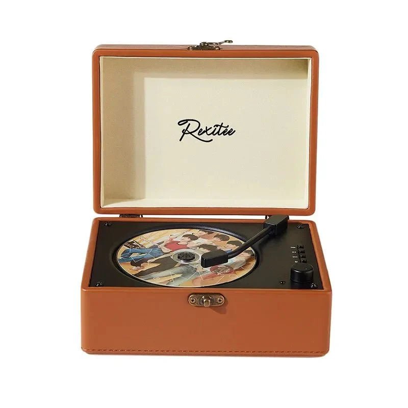 Vintage Leather CD Player Two-Way Bluetooth 5.0 6-in-1 USB Lossless Rechargeable Retro Suitcase Gift - Damsona