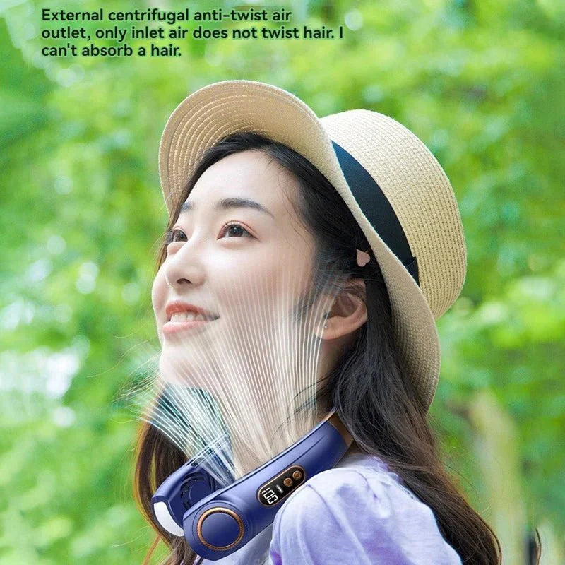 Wearable Neck Air Conditioner Fan USB - C Rechargeable Bladeless Hands - Free Personal Cooling - GiftWave.co