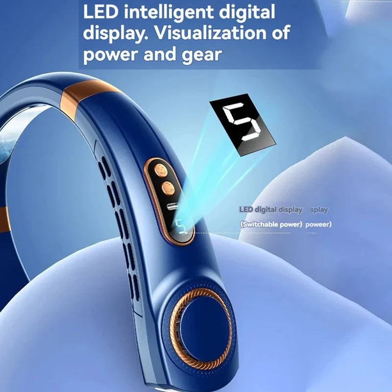 Wearable Neck Air Conditioner Fan USB - C Rechargeable Bladeless Hands - Free Personal Cooling - GiftWave.co