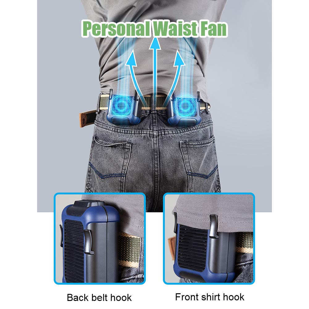 Wearable Waist Belt Fan Rechargeable 10000mAh, Portable Clip - On Cooling Fan 16000RPM 25H Outdoor Camping - GiftWave.co