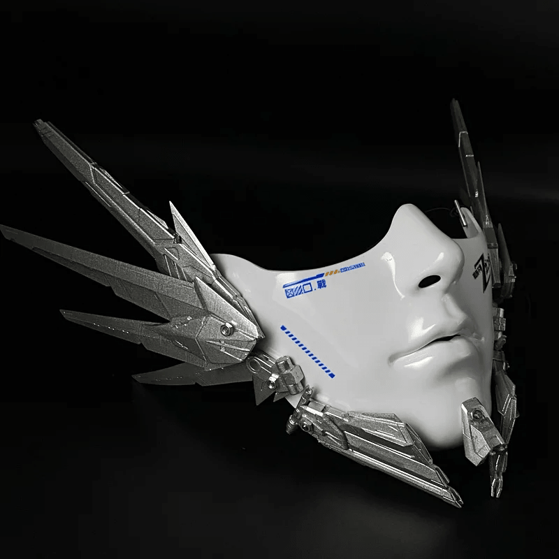 Cyberpunk Half Face Mechanical Mask – Red | Cosplay & Halloween Costume ... — View 8
