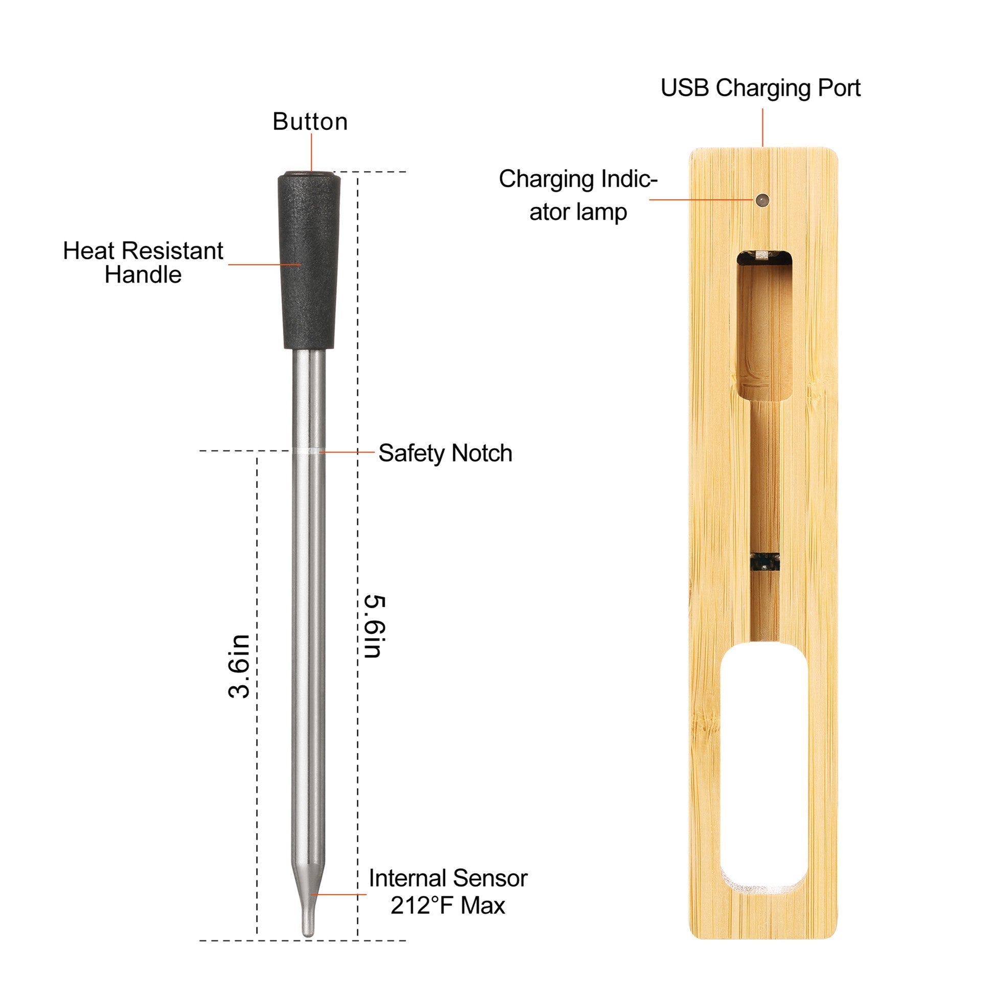 Wireless Bluetooth Meat Thermometer — Smart BBQ Probe for Grill, Smoker & Oven - Damsona