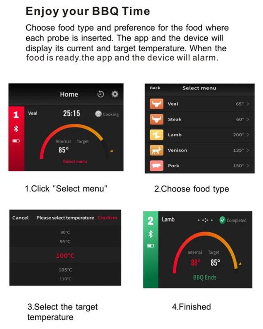 Wireless Bluetooth Meat Thermometer — Smart BBQ Probe for Grill, Smoker & Oven - Damsona