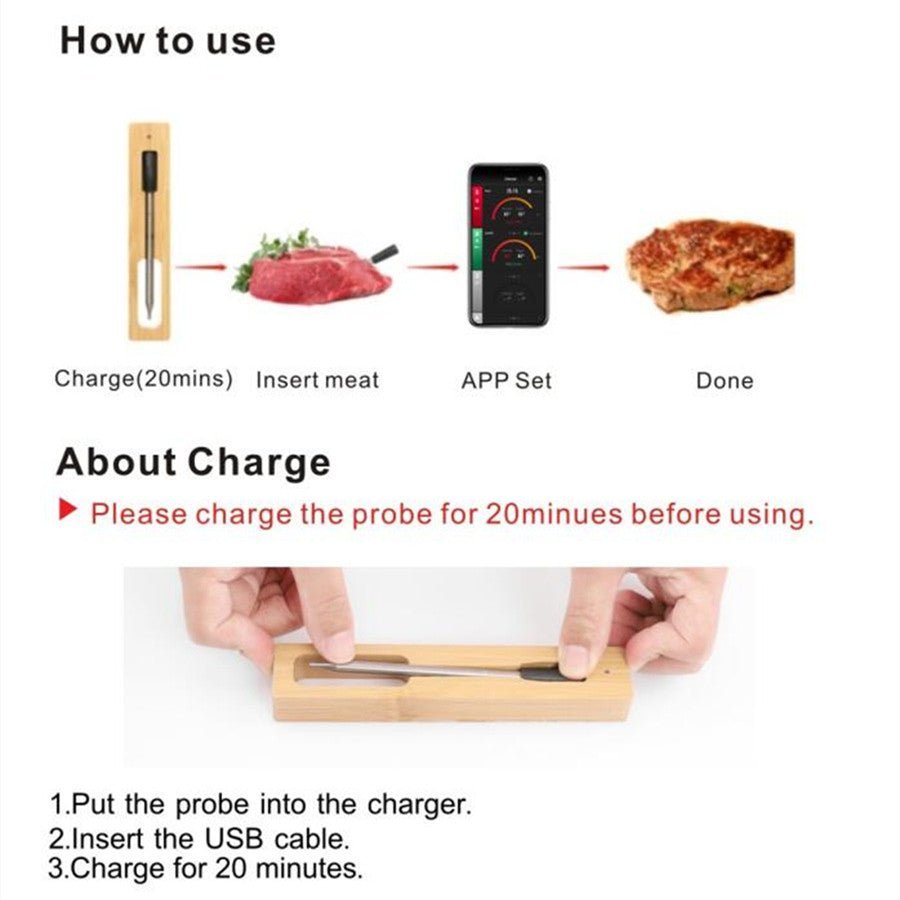 Wireless Bluetooth Meat Thermometer — Smart BBQ Probe for Grill, Smoker & Oven - Damsona
