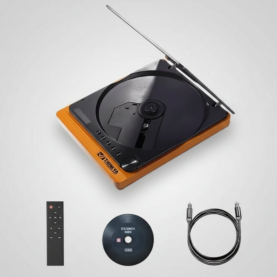 Wooden HiFi CD Player Bluetooth 5.1 SPDIF Optical USB Lossless Retro Desktop Audio No Speaker Remote - Damsona