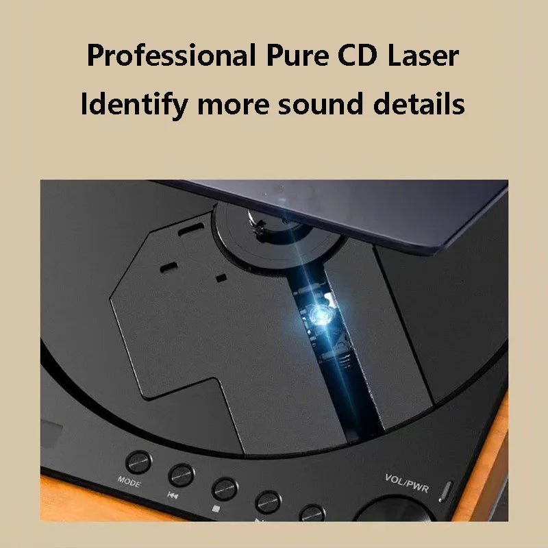 Wooden HiFi CD Player Bluetooth 5.1 SPDIF Optical USB Lossless Retro Desktop Audio No Speaker Remote - Damsona