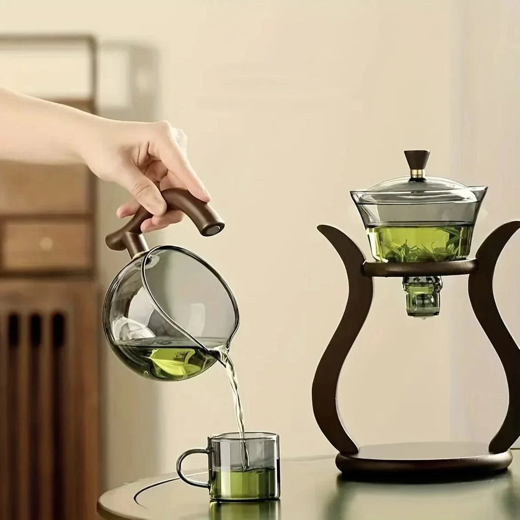 ZenFlow Chinese Glass Tea Set – Magnetic Switch Infuser Teapot - Damsona