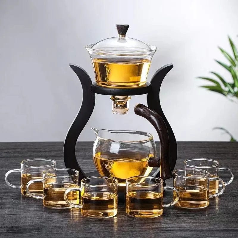 ZenFlow Chinese Glass Tea Set – Magnetic Switch Infuser Teapot - Damsona