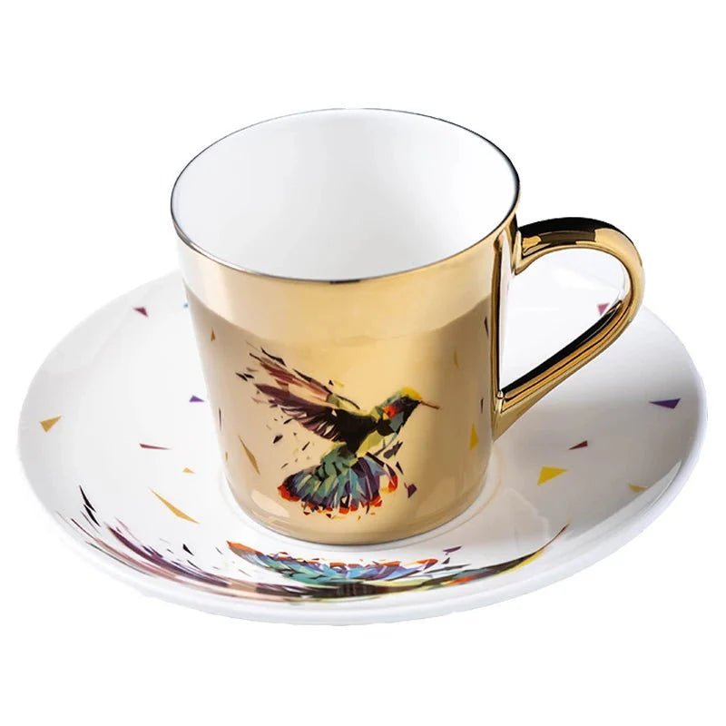 ZenSands Nordic Picasso Lion Mirror Cup Saucer Set Anamorphic Porcelain Illusion Coffee Cup Gift - Damsona